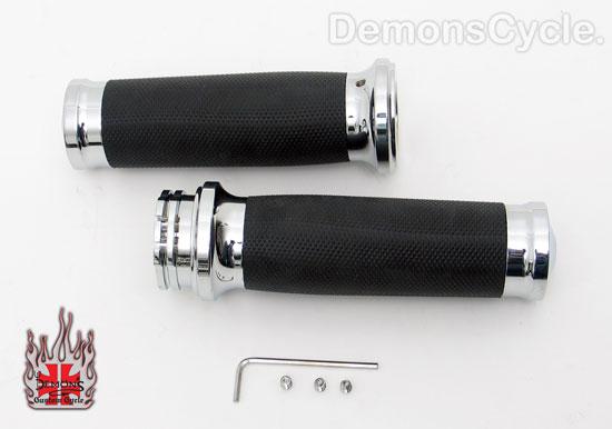 Chrome Billet Hand Grips (TORNADO) for Harley-Davidson Motorcycles Handlebars TORNADO HAND GRIPS Image 