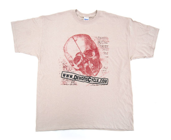 Demon's Cycle Skull T-Shirt (Tan XXL) Demons T Shirt Skull Tan XXL Image 