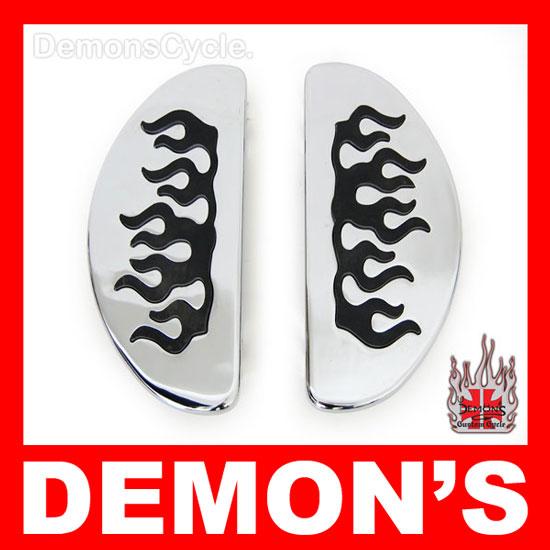 Chrome Halfmoon Flamed Floorboards Pegs for Harley-Davidson FLT FLST Floorboards FLAMED 5692 Image 