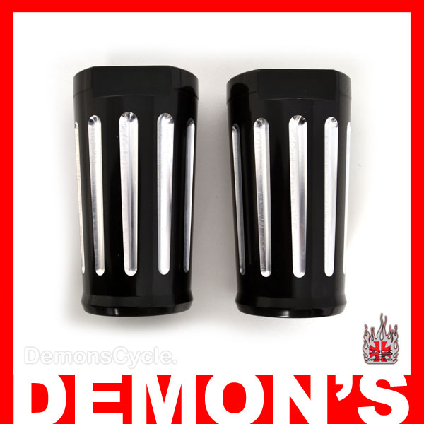 Billet Fork Covers Black Anodized Deep Cut for Harley-Davidson Dressers, Baggers, Road King Fork Covers 1425 Image 