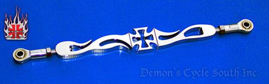 9" Chrome Billet Shift Rod "Maltese Cross" Stock Linkage Length for Harley-Davidson MALTESE STD SHIFT ROD Image 