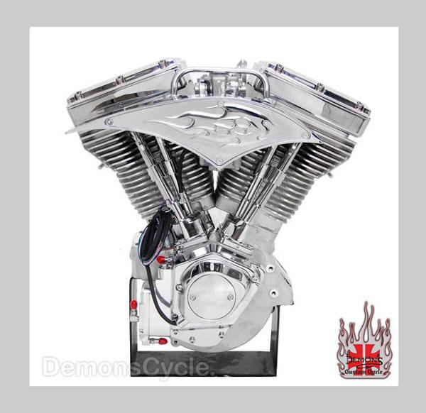 Demon's 114ci Evolution-Style Engine Natural Finish for Harley-Davidson Demons 114 Natural Motor Image 