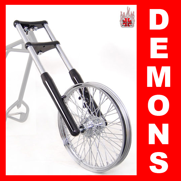 Black Billet Wide Glide Front End Conversion Kit with 21" 60 Spokes Wheel Rim for Harley Motorcycles  Image 