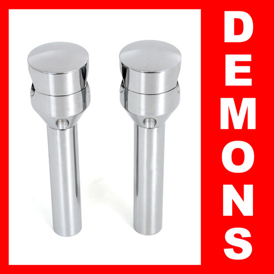 6" Chrome Billet Round Risers for Harley-Davidson Springers and Girders Motorcycles  Image 