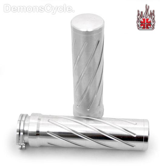 Billet Hand Grips Diagonal Ribs for Harley-Davidson Handlebars Diagonal Ribs Grips 29 120101 Image 