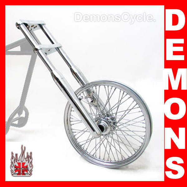 Chrome Billet Wide Glide Front End Conversion Kit with 21" 80 Spokes Wheel Rim for Harley Motorcycles  Image 