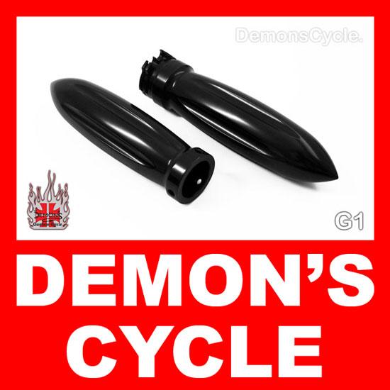 Black Anodized Billet Grips TORPEDO for Harley-Davidson Handlebars BLACK TORPEDO GRIPS Image 