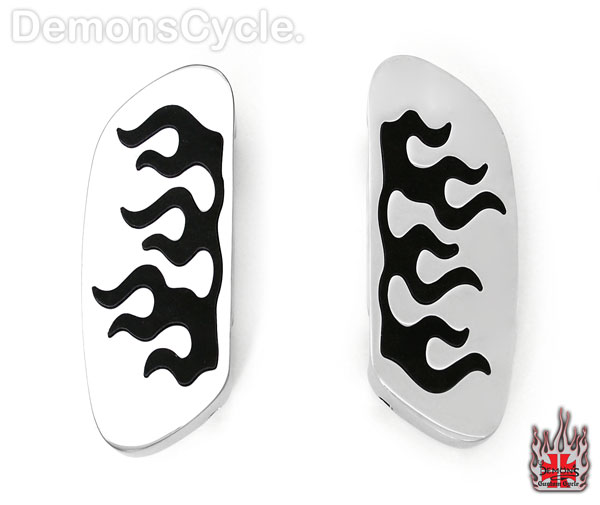 Chrome Swept Flamed Passenger Floorboards Pegs for Harley-Davidson FLT FLST Floorboard FLAM Passenger 8478 Image 