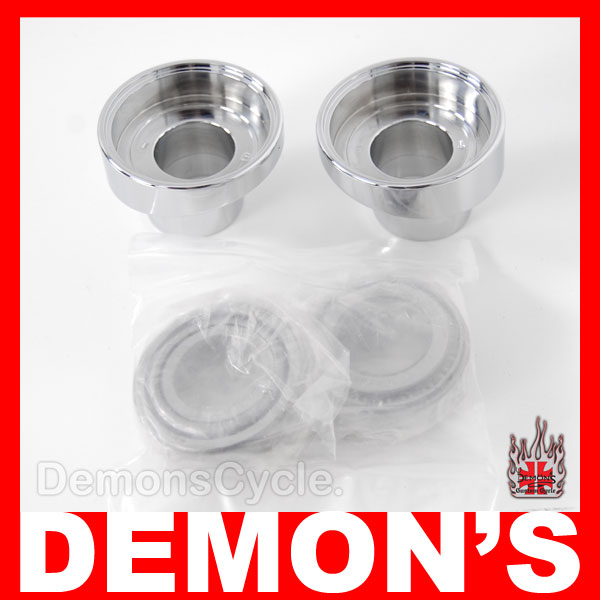 Chrome Billet 3 Degree Raked Fork Cups No Stop Complete Kit for Harley Davidson Motorcycles 1" Stem FORK CUPS RAKED KIT 215055 Image 