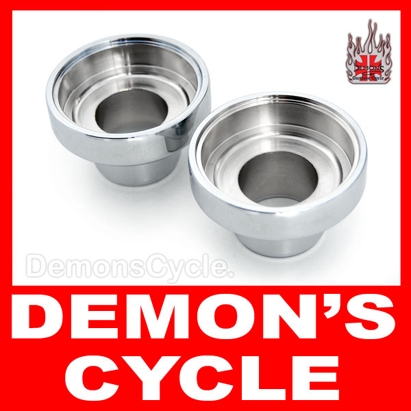 Chrome Billet Fork Cups for Harley-Davidson Frame Necks 1" Stems fork cups chrome Image 