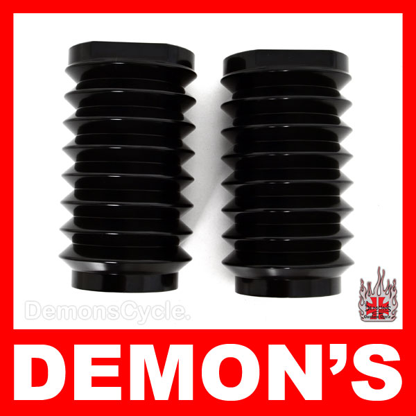 Billet Fork Covers Black Anodized Bellow for Harley-Davidson Dressers, Baggers, Road King by Kuryakyn Fork Covers 1421 Kuryakyn Image 