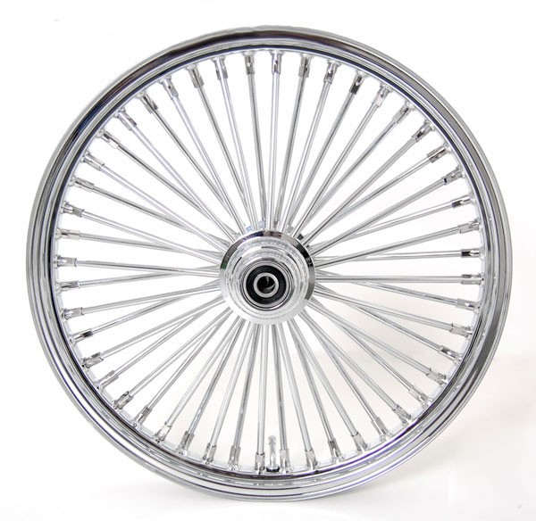 21 x2.15" Chrome Mammoth 48 Fat Spokes Front Wheel for Harley-Davidson Single Disc