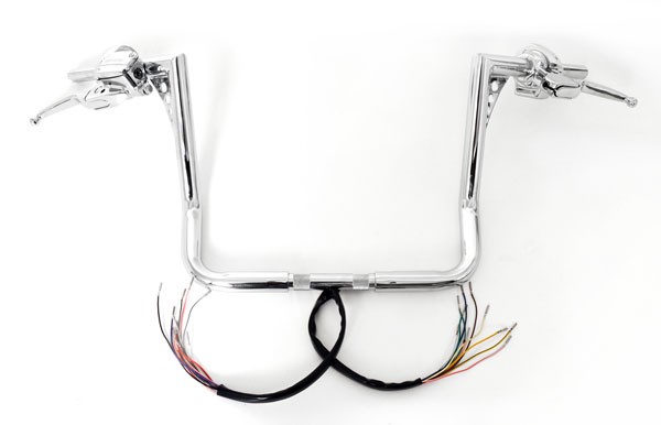 16" Rise Ape Hangers "El Diablo" Fat 1-1/4" Diameter with Hand Controls for Harley Dressers Baggers W/ Cruise Control 1996-2012 Motorcycles