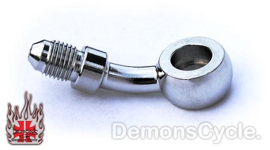 Chrome 10mm 35 Bend Banjo Bolt, Harley Brake Fitting