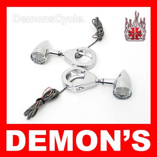Bullet LED Blinkers Amber with 39mm Front Legs Clamps