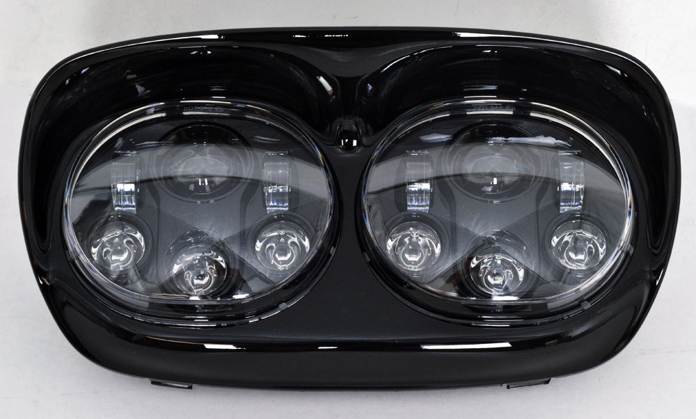 5 3/4" Black Dual LED Projection Headlight with Fairing for ALL Harley FLTR Models 2004-2013
