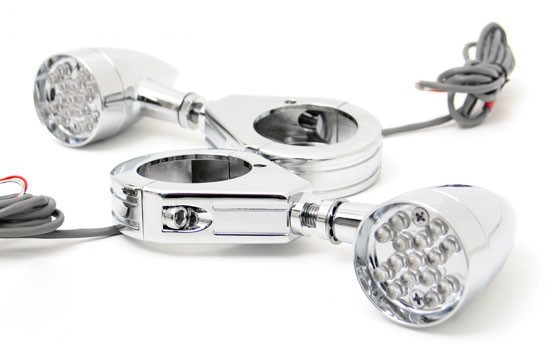 Bullet LED Blinkers RED with 41mm Front Legs Clamps