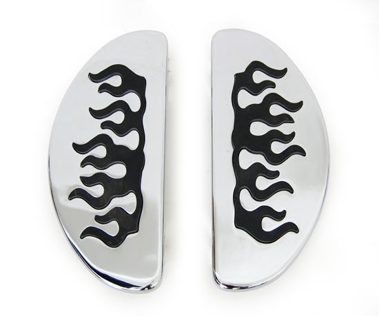 Chrome Halfmoon Flamed Floorboards Pegs for Harley-Davidson FLT FLST