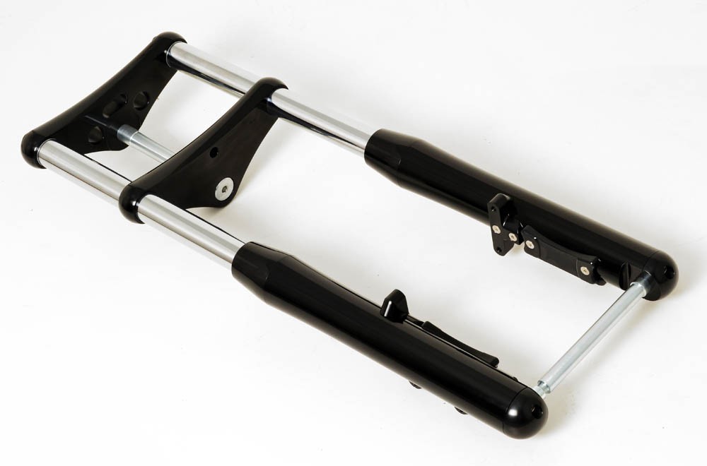 Black Wideglide Billet Front End Stock Length Dual or Single Disc for Harley Davidson 2000-Up Models