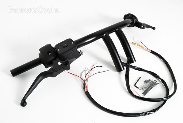1-1/4" Black Handlebars "T-Bars" 6" Rise with Hand Controls + Switches for Harley-Davidson