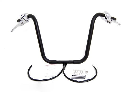 16" Black Ape Hangers 1-1/4" diameter with Hand Controls for Harley-Davidson