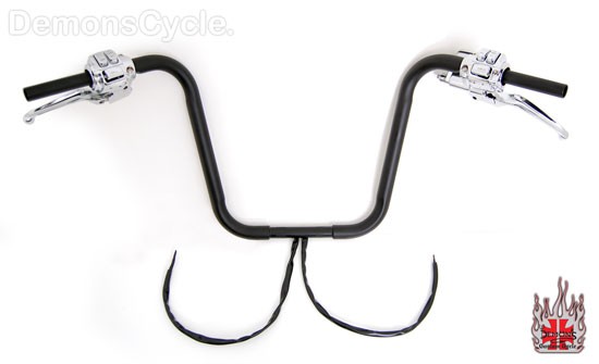 14" Black Ape Hangers 1-1/4" diameter with Hand Controls for Harley-Davidson