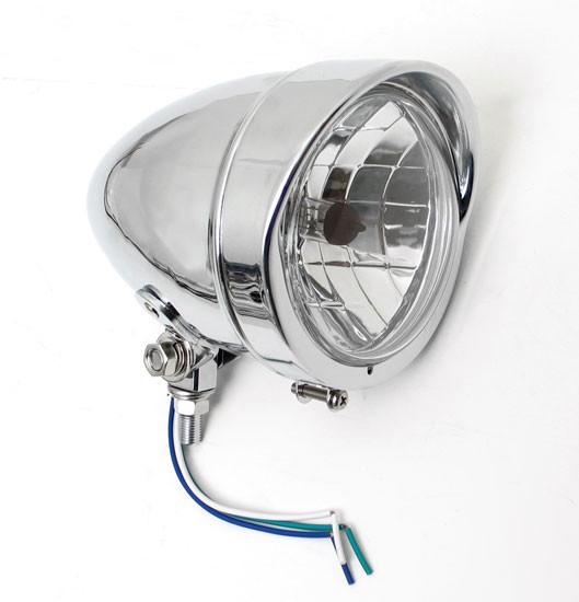 Bobber Chrome Headlight with Visor Light Lights fits Harley-Davidson