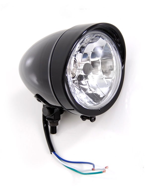 Bobber Gloss Black Headlight with Visor Light Lights fits Harley-Davidson Motorcycle