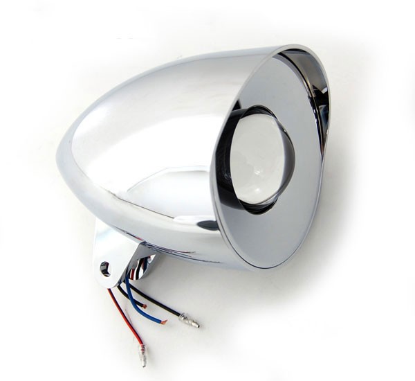 Chrome Billet Projection Visor Style Headlight for Harley-Davidson and Any Motorcycles 