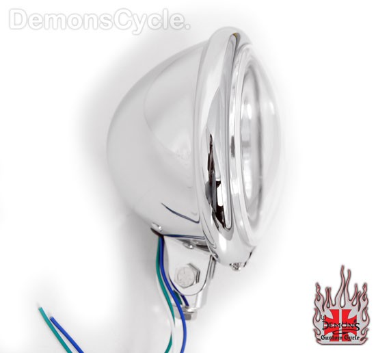 5-1/2" Bobber Chrome Halogen H4 Headlight fits Harley-Davidson Motorcycles