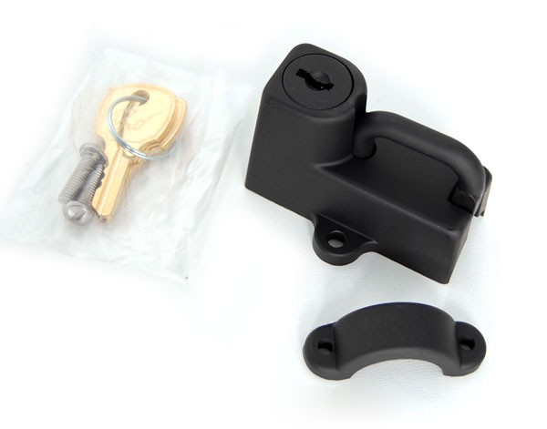 Black Universal Helmet Lock for Harley and Other Motorcycles with 7/8" Bar