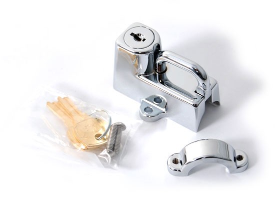 Chrome Universal Helmet Lock for Harley and Other Motorcycles with 7/8" Bar 