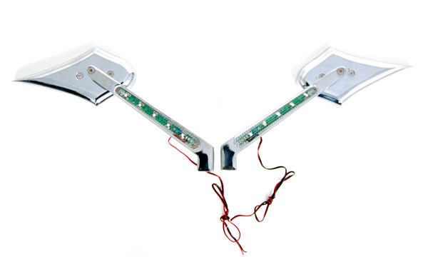 Chrome Mirrors for Harley with Built-In LED Turn Signals/Running Light