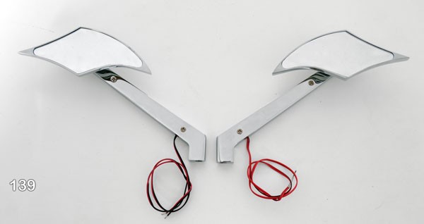 Chrome Mirrors for Harley with Built-In LED Turn Signals/Running Lights