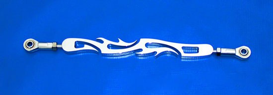 10" Chrome Billet Shift Rod "Flames" for Harley-Davidson +2" Over Stock Linkage