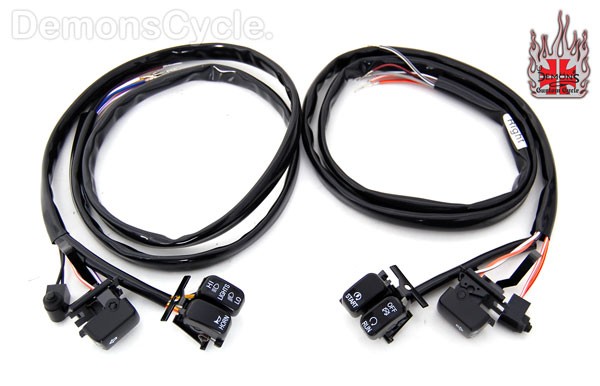 Black Switches and Wire Harness for 2007-09 Harley-Davidson Hand Controls