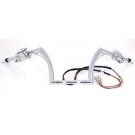 12" Rise Ape Hangers "El Diablo" Fat 1-1/4" Diameter with Hand Controls for Harley Motorcycles