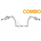 12" Rise Ape Hangers "El Diablo" Fat 1-1/4" Diameter with Hand Controls for Harley Motorcycles