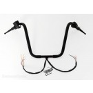 18" Rise Black Ape Hangers Handlebars with Hand Controls Switches and Wiring