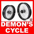 Set of Black Fat Mammoth 48 Spokes Wheels 21x3 18x3.5 for Harley Fatboy Deluxe Softail Dyna