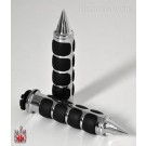 Chrome Billet Hand Grips SPIKE 8 PADS for Harley-Davidson