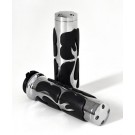 Chrome Hand Grips "Flamed Pads" for Harley-Davidson