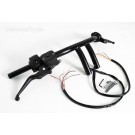 1-1/4" Black Handlebars "T-Bars" 8" Rise with Hand Controls + Switches for Harley-Davidson