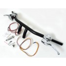 1-1/4" Black Handlebars "T-Bars" 4.5" Rise with Hand Controls + Switches for Harley-Davidson