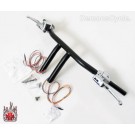Black 1-1/4" Handlebars T-Bars 12" Rise with Hand Controls + Switches for Harley-Davidson